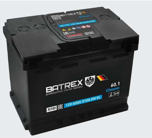 BATREX Аккумулятор Classic 60 Ah, 510 A, 242 х 175 х 190 прям.